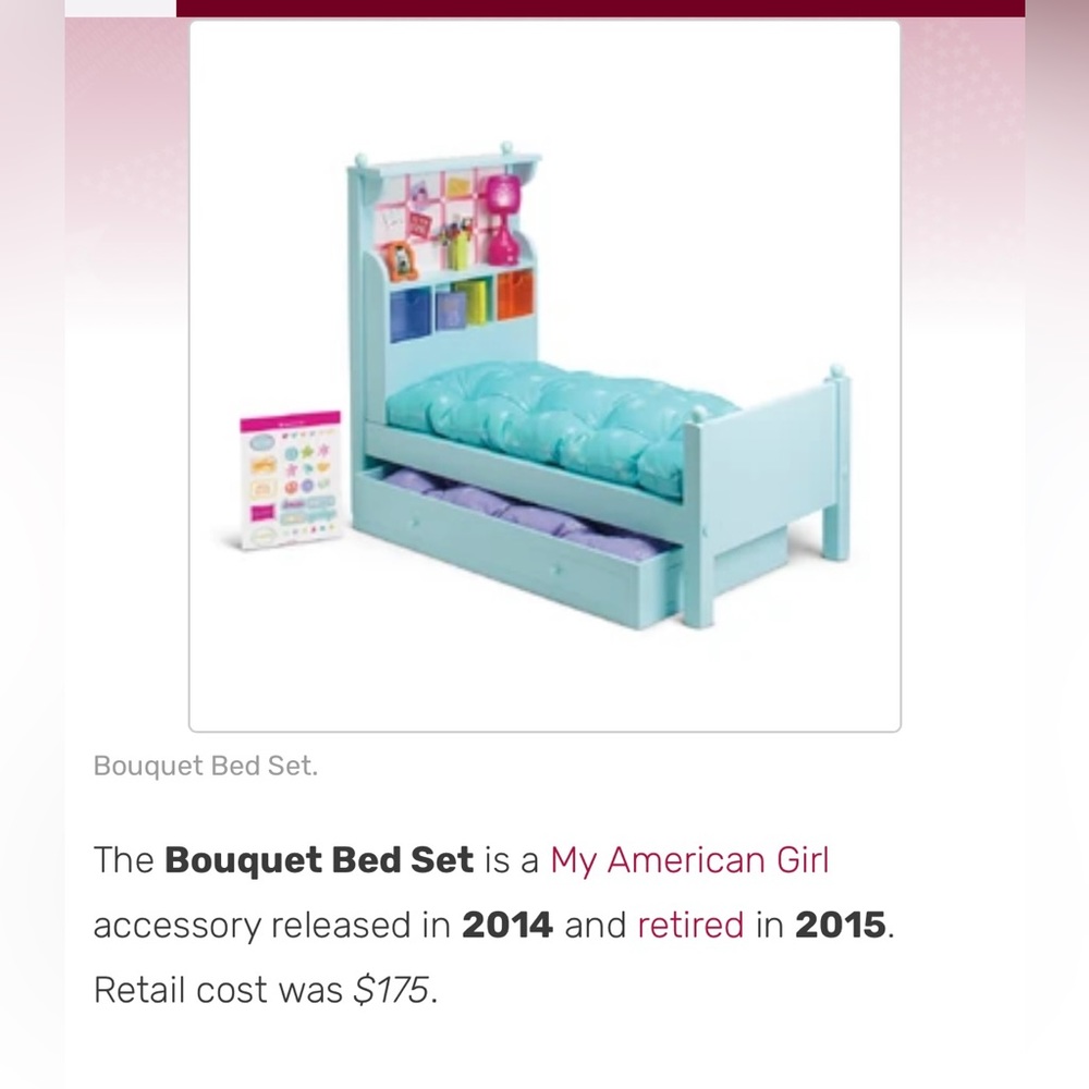 American Girl “My American Girl” Bouquet Bed Set used